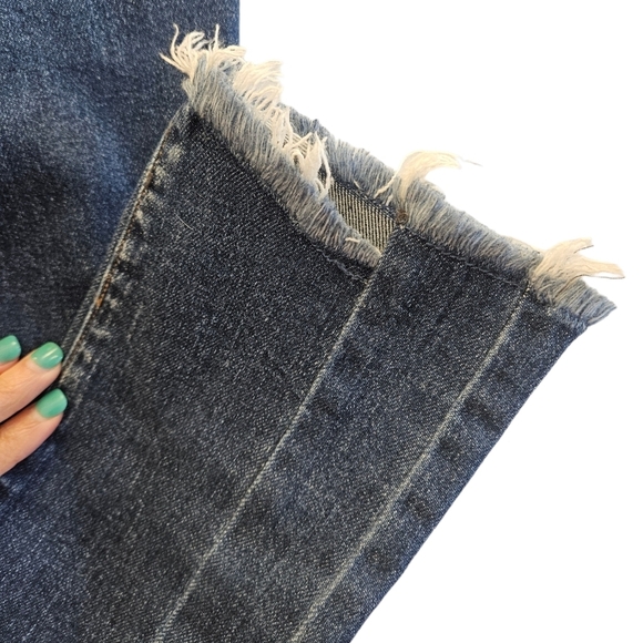 Vervet Excuses Mid Rise Distressed Slim Straight Jeans Dark Wash - Picture 4 of 9